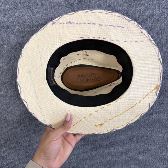 Summer Romero Hat Straw Panama Wide Brim Multicolor Embroidered Boho main image 13